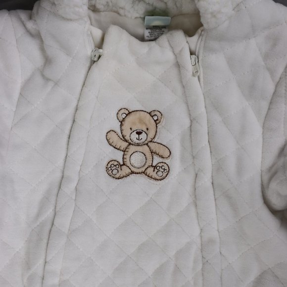 Little Me NWOT White Quilted Velour Baby Snowsuit Jumpsuit Bodysuit Winter Cold - Picture 2 of 7